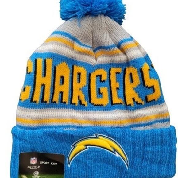 NWT Los Angeles Chargers‎ Sport Knit Pom Beanie Fleece Lining OSFA Unisex - Picture 3 of 5